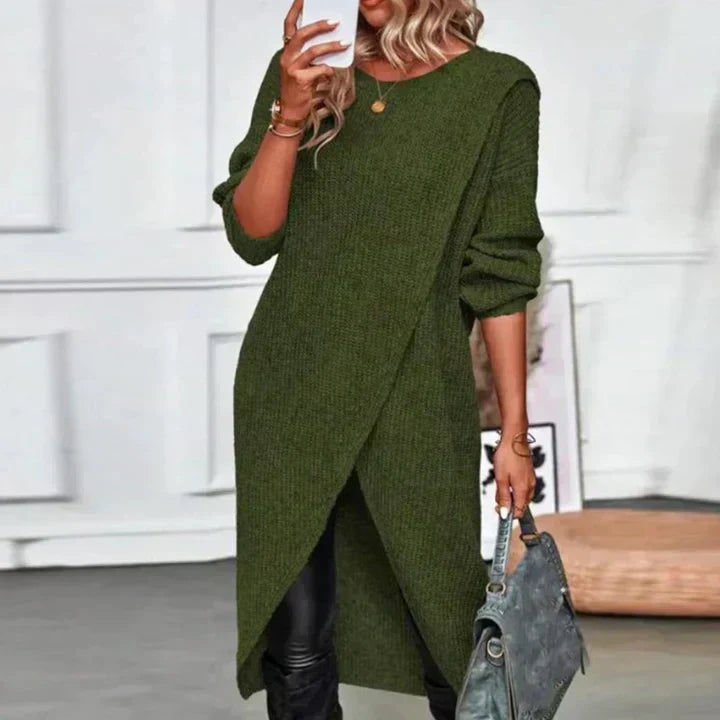 Ladies' knitted dress with wrap effect – Maribelle Autumn Magic