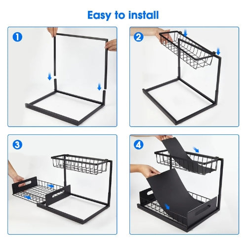 2-Tier Under Sink Sliding Cabinet Organiser – Arlo
