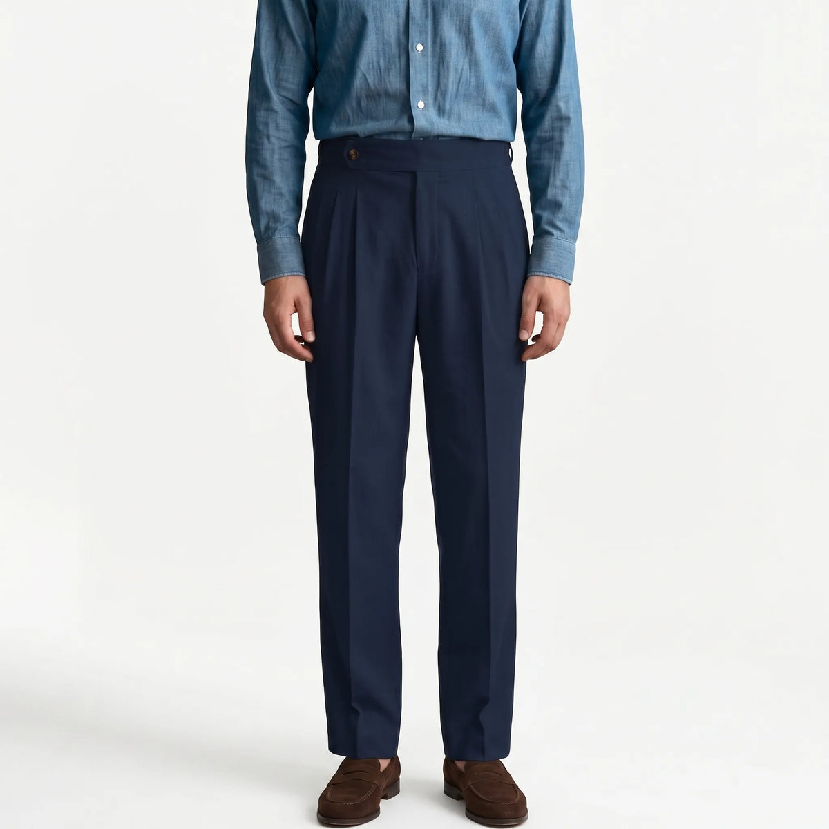 Mens High Waisted Suit Trousers - Francis