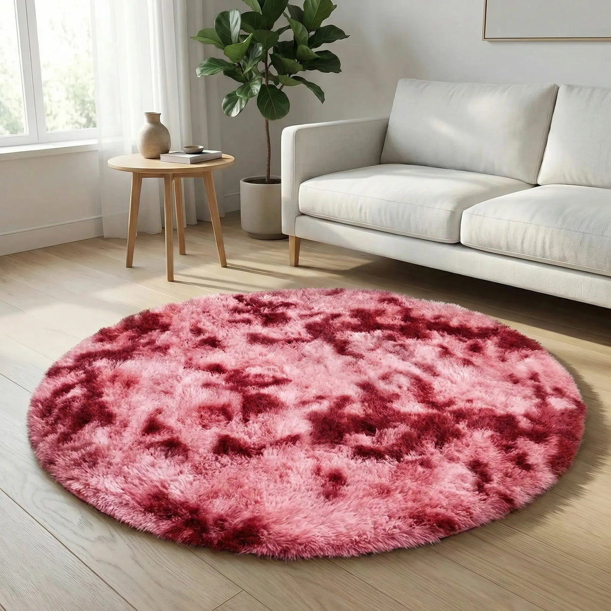 Round Plush Area Rug - Lunafluff