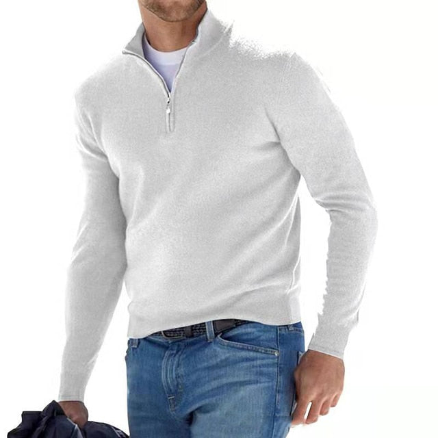 Comfortable Men's Sweater - Bradley-White-M-Nora Luxe