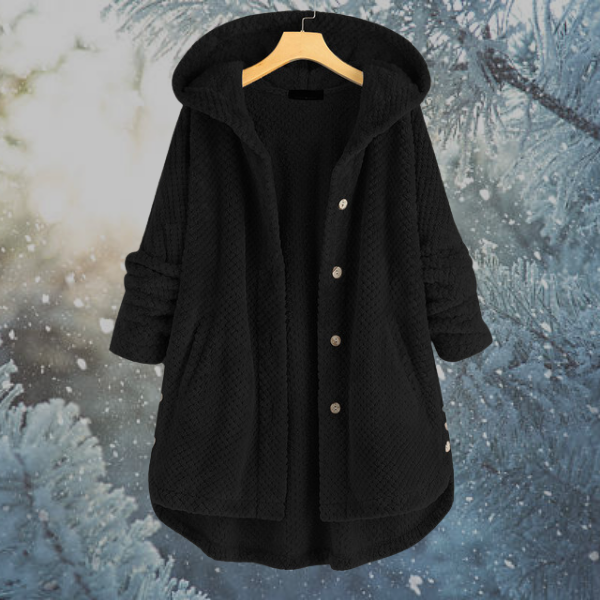 Ladies Winter Fleece Jacket with Hood - Nova-Black-S-Nora Luxe
