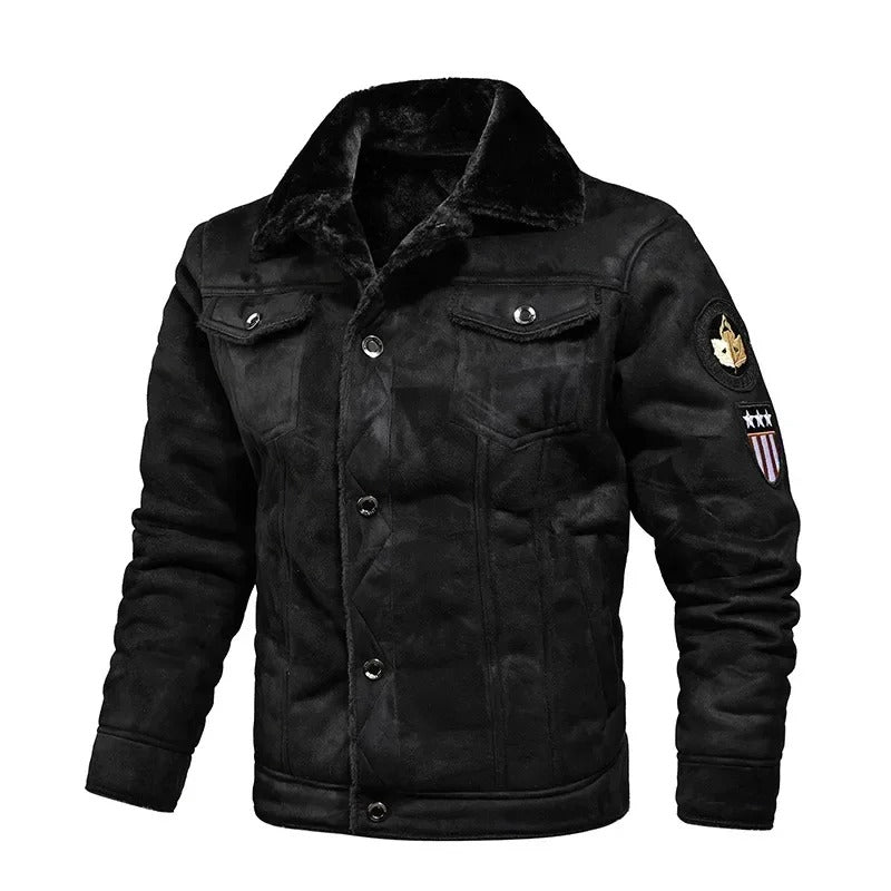 Luxury Oversized Leather Jacket with Velvet Lining - Victor-Black-M-Nora Luxe