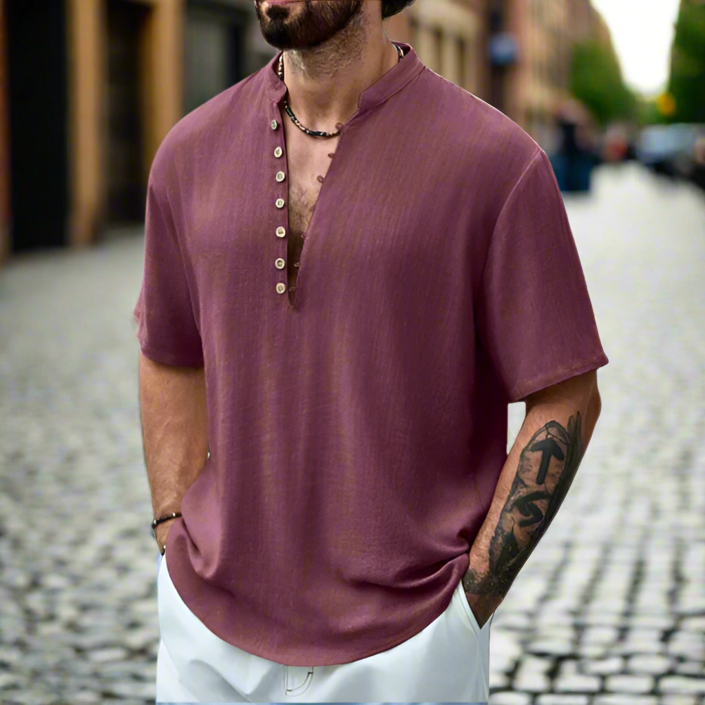 Modern Linen Shirt – Renzo-Red-S-State of Style