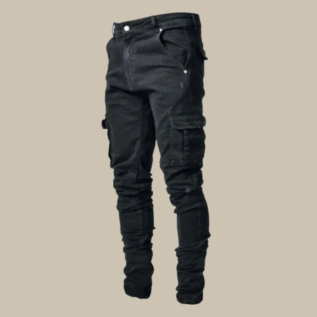 Premium Stretch Cargo Jeans for Men - Orion-Black-S-The Livary
