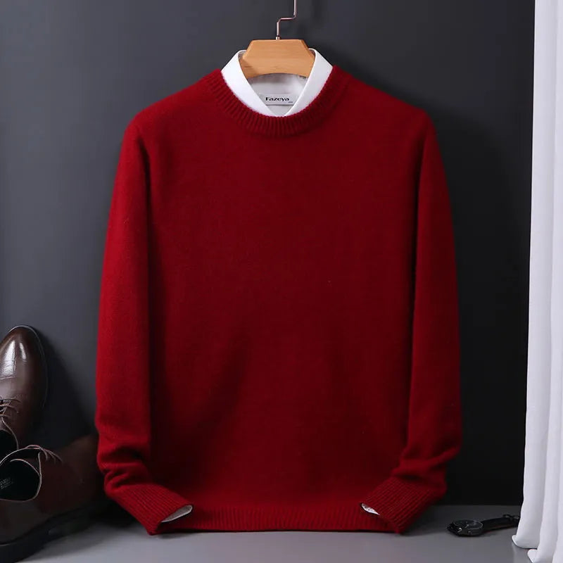 Stylish Cashmere Men's Sweater - Theo-Red-M-Nora Luxe