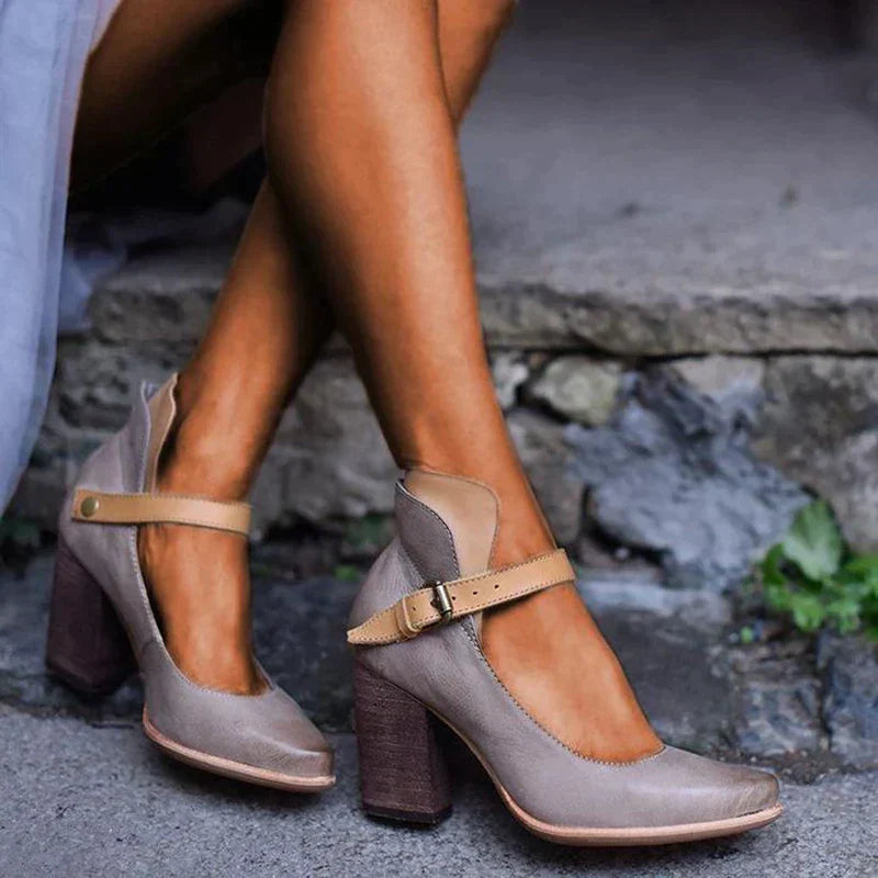 Stylish Mary Jane Pumps - Isabella-Grey-5.5-The Livary