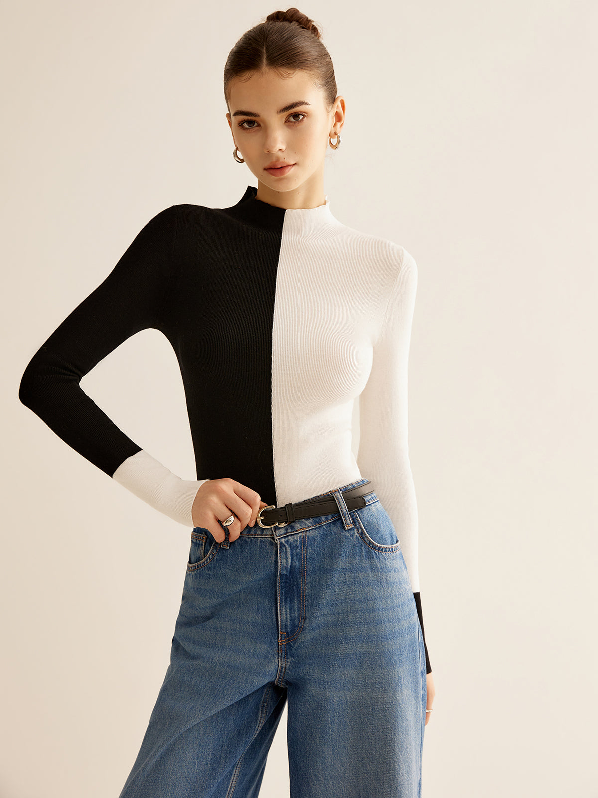 Two-Coloured Sweater for Women - Eloise-XS-Nora Luxe
