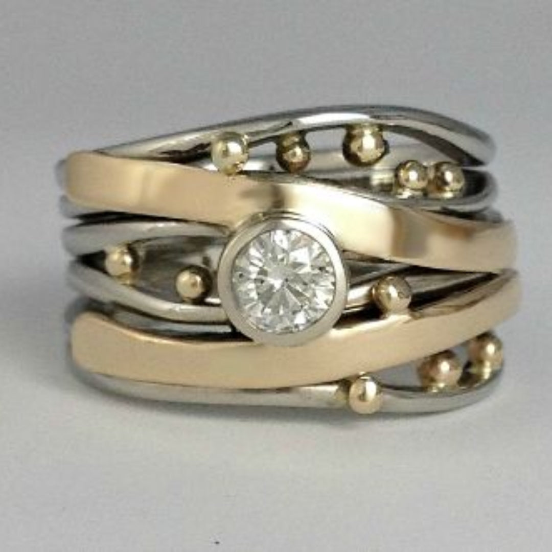Vintage Gold Zirconia Ring - Celia-6-Nora Luxe