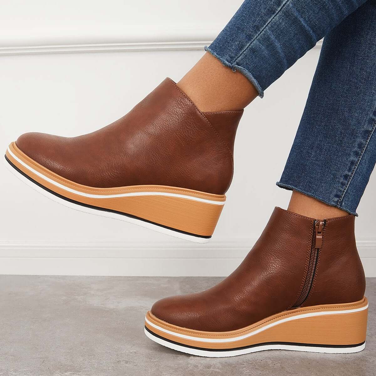 Stylish autumn wedge ankle boots – Mila