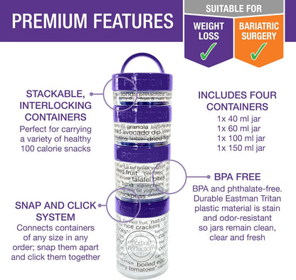 100-Calorie Snack Portion Control Containers - Stackable Set-Purple-Nora Luxe