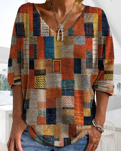 Autumnal loosely cut cotton top – Amira