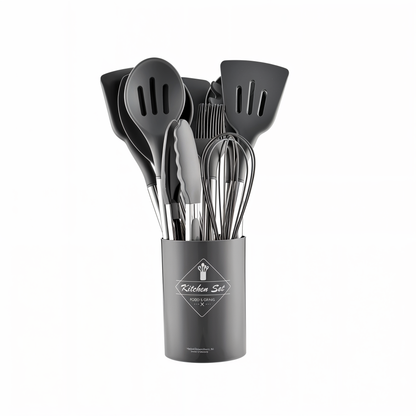 12-Piece Silicone Kitchen Utensil Set - Culinara Pro-Beige-Nora Luxe