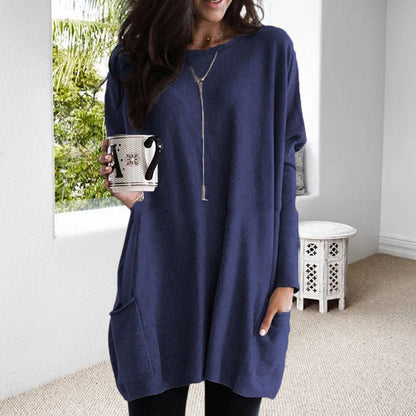Oversized women's autumn sweater with pockets – Yara