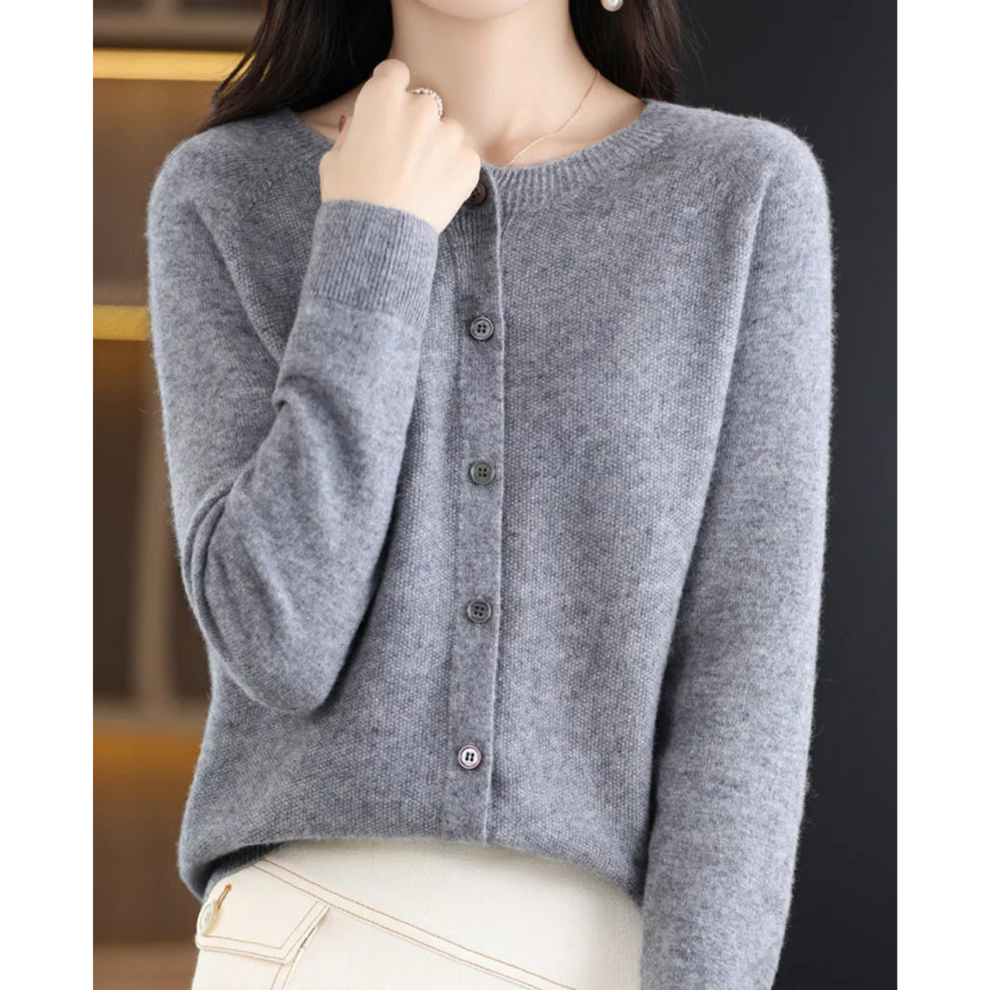 Ladies' Round Neck Cardigan – Amalia Autumn Enchantment