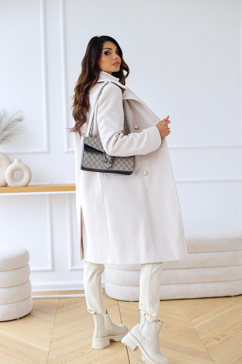 Double-breasted women's wool coat – Celina