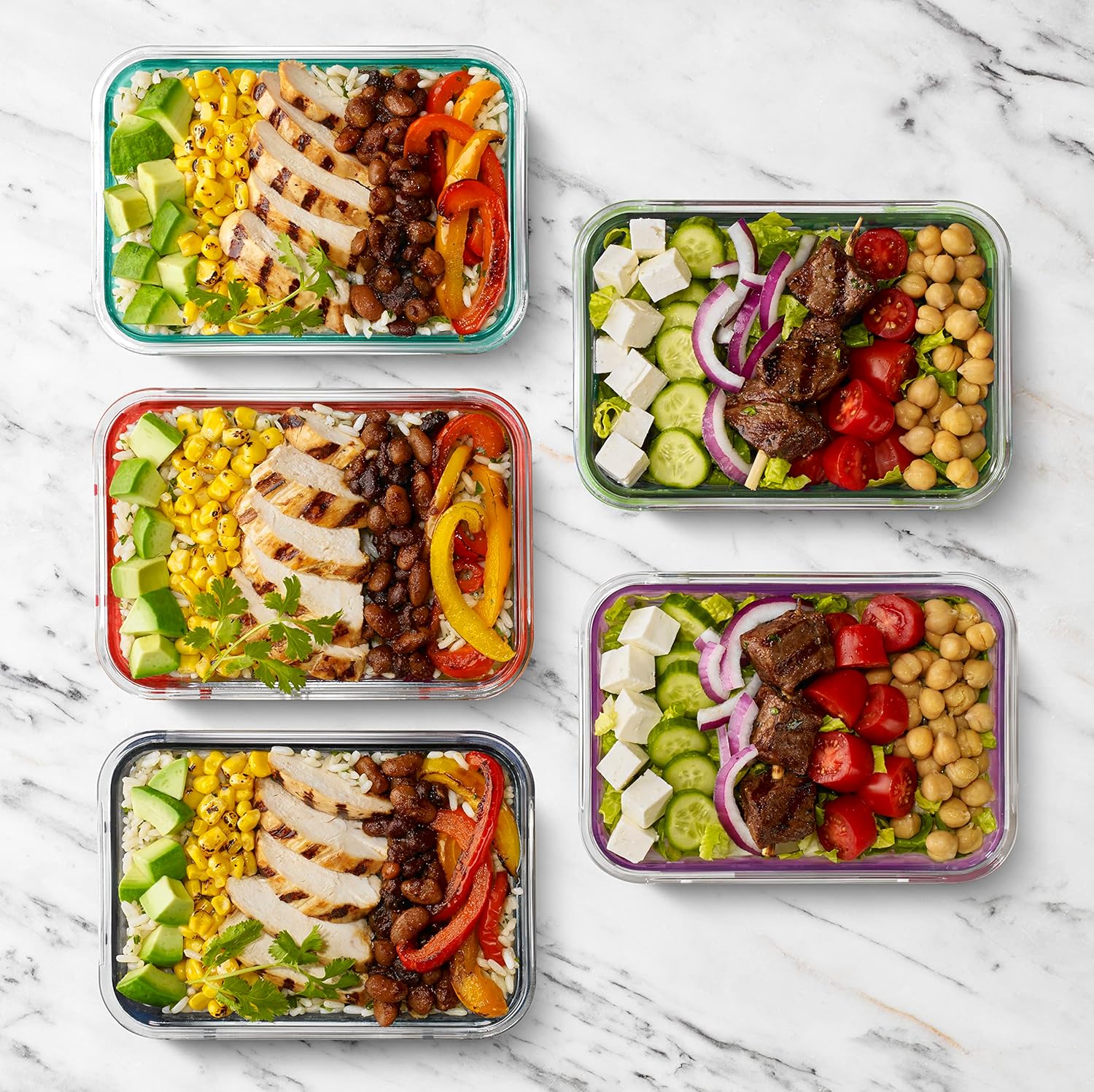 180 ml Glass Meal Prep Set – 5-Pack with Airtight Lid-Evening orchard-Nora Luxe