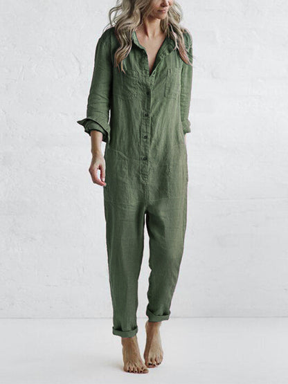 Casual Fall Jumpsuit – Liv | 100% Cotton, with practical pockets