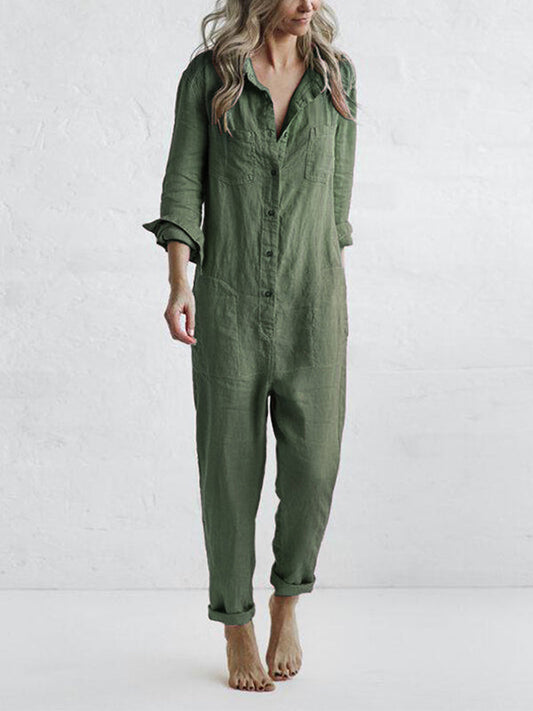 Casual Fall Jumpsuit – Liv | 100% Cotton, with practical pockets