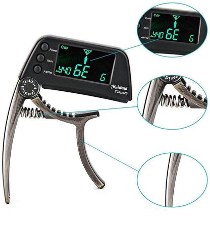 2-in-1 Guitar Capo & Tuner – TuneGrip-Black-The Livary