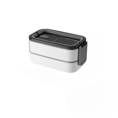 2-Layer Stainless Steel Bento Lunchbox - MealMate-White-Nora Luxe