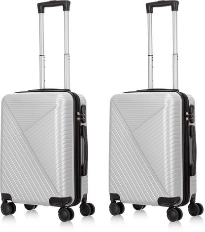 2-piece hard shell suitcase set – Santorini-Silver-2x S (39 L)-Nora Luxe
