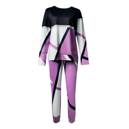 2-piece Set with O-neck and Long Pants - Sophie-Gray-S-Nora Luxe