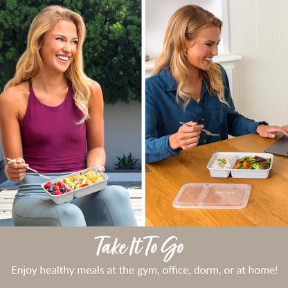 20-piece reusable 2-compartment food containers-Gray-Nora Luxe