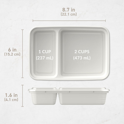 20-piece reusable 2-compartment food containers-Gray-Nora Luxe