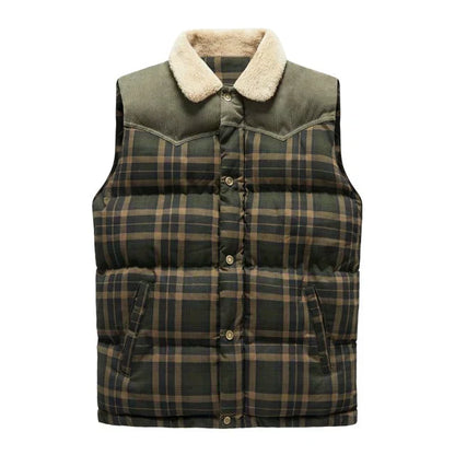 Men's Outdoor Gilet with Check Pattern & Stand Collar - Lennart