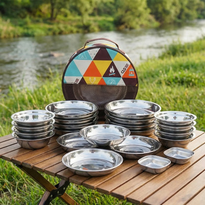 22-Piece Portable Outdoor Tableware Set -  Campwell