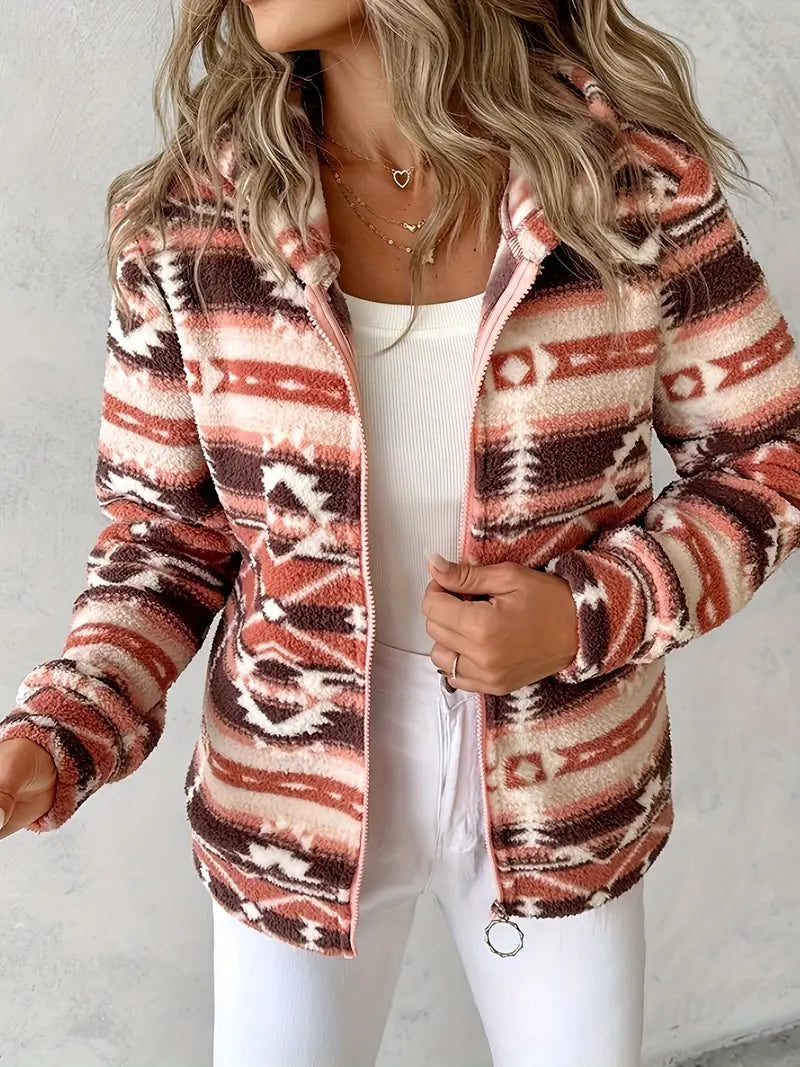 Ladies' Teddy Vest with Aztec Pattern – Nayeli