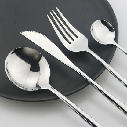 24-piece Stainless Steel Cutlery Set – Aurinox-Silver-The Livary