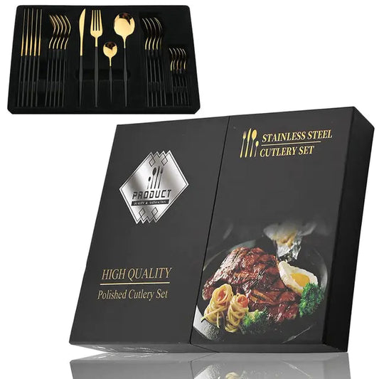 24-piece Stainless Steel Cutlery Set – Aurinox-Silver-The Livary