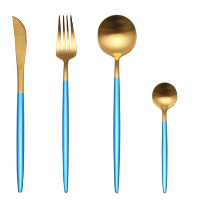 24-Piece Stainless Steel Gold-Silver Luxury Cutlery - RoyalGlow-Black-Nora Luxe