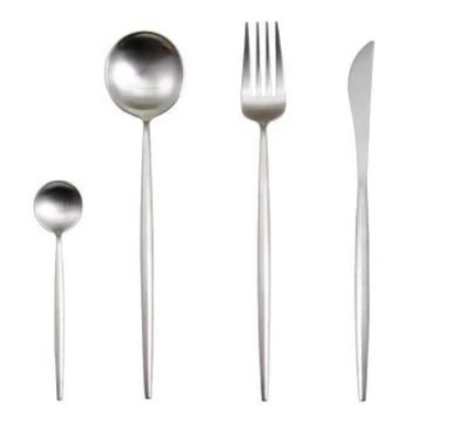 24-Piece Stainless Steel Gold-Silver Luxury Cutlery - RoyalGlow-Silver-Nora Luxe
