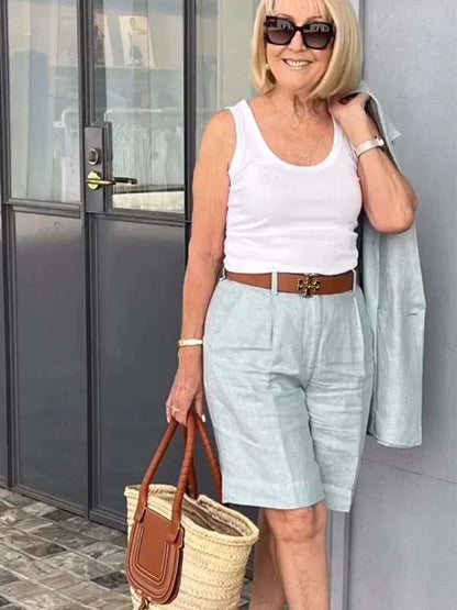 Trendy Ladies Linen Summer Set – Camille