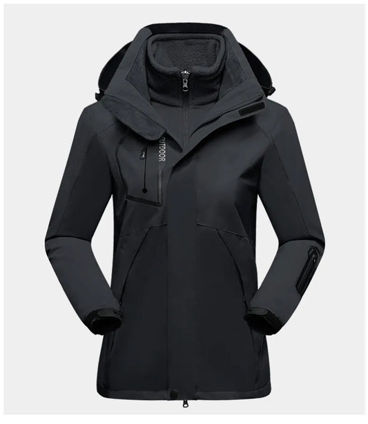 3-in-1 Outdoor Protective Jacket for Women - Luna-Black-M-Nora Luxe