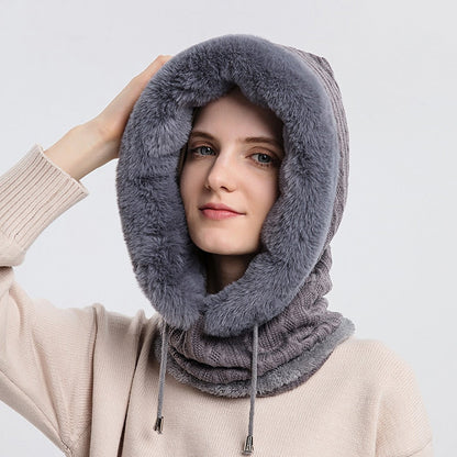 3-in-1 Winter Scarf and Hat for Women - Isabella-Black-Nora Luxe