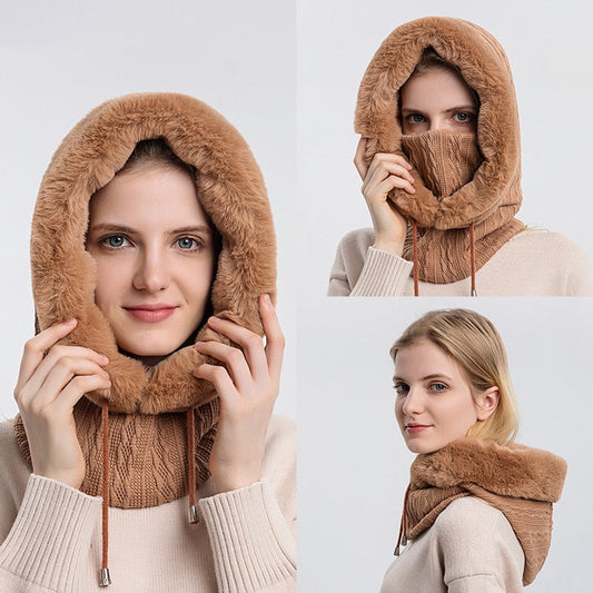 3-in-1 Winter Scarf and Hat for Women - Isabella-Black-Nora Luxe