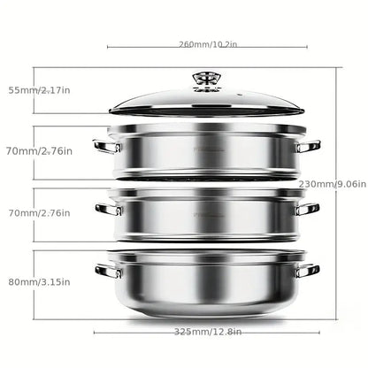 3-Tier Food Steamer - NutriSteam-Nora Luxe