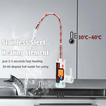 3000W Electric Kitchen Tap with Instant Hot Water - FlowHeat-Type 1 Black-Nora Luxe