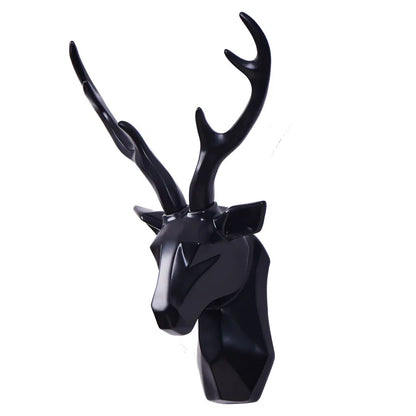 3D Deer Head Sculpture for a Majestic Atmosphere - RegalDeer-Black-D11.81 x H17.72 inches-Nora Luxe