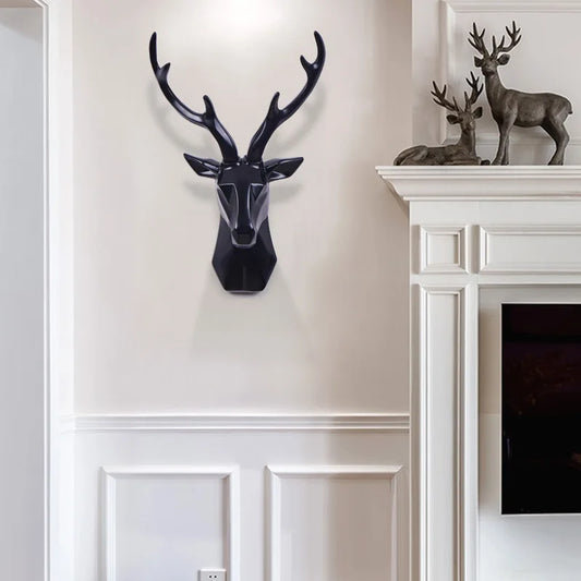 3D Deer Head Sculpture for a Majestic Atmosphere - RegalDeer-Black-D11.81 x H17.72 inches-Nora Luxe