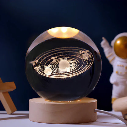 3D Engraved Crystal Sphere - Celestia-Solar system-Nora Luxe
