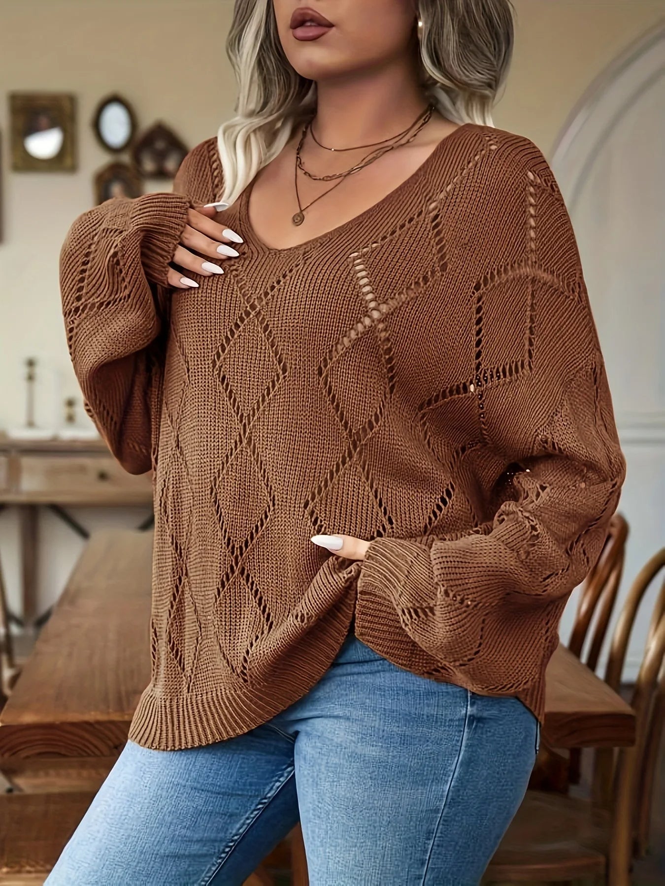 Women's plus-size oversized knit sweater – Marietta