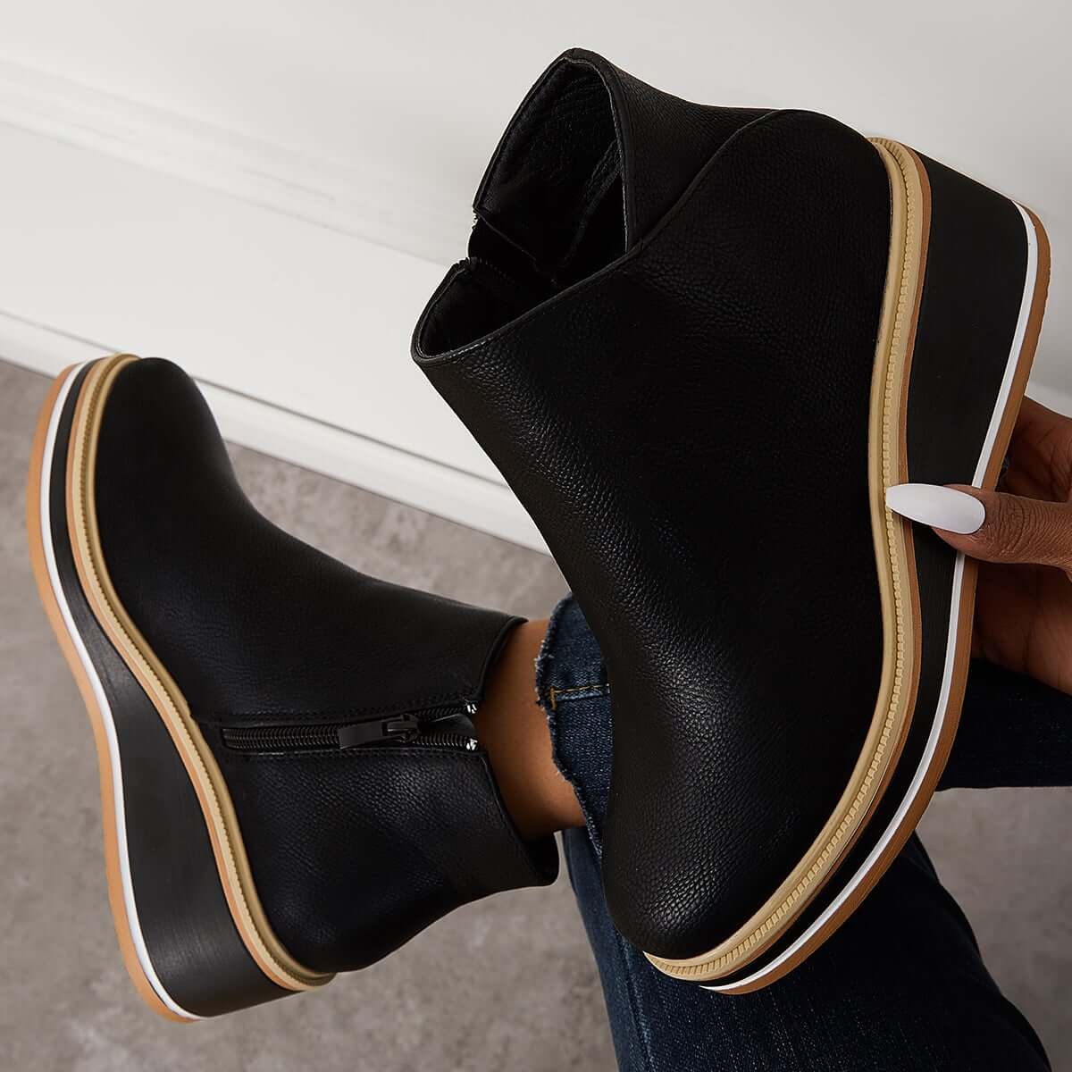 Stylish autumn wedge ankle boots – Mila