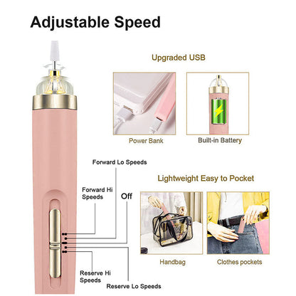 5-IN-1 ELECTRIC NAIL POLISHER – PORTABLE MANICURE TOOL WITH LIGHT-Pink-Nora Luxe
