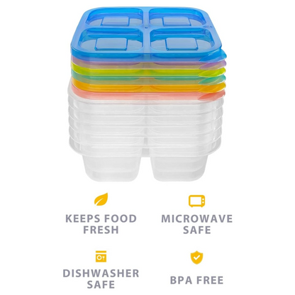 6-Pack Reusable Bento Box Meal Prep Set-Brightly colored-Nora Luxe