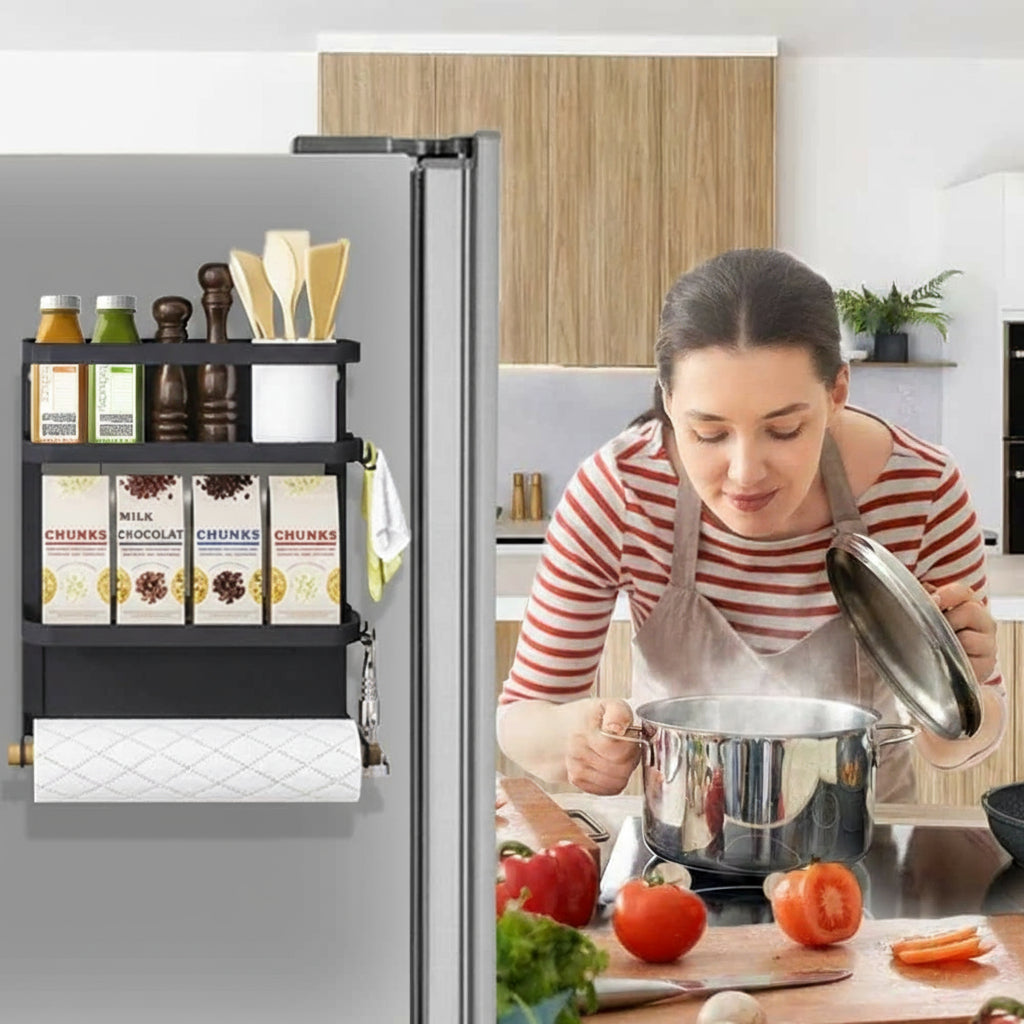 Magnetic Fridge Spice Rack with Paper Towel Holder – Oryden